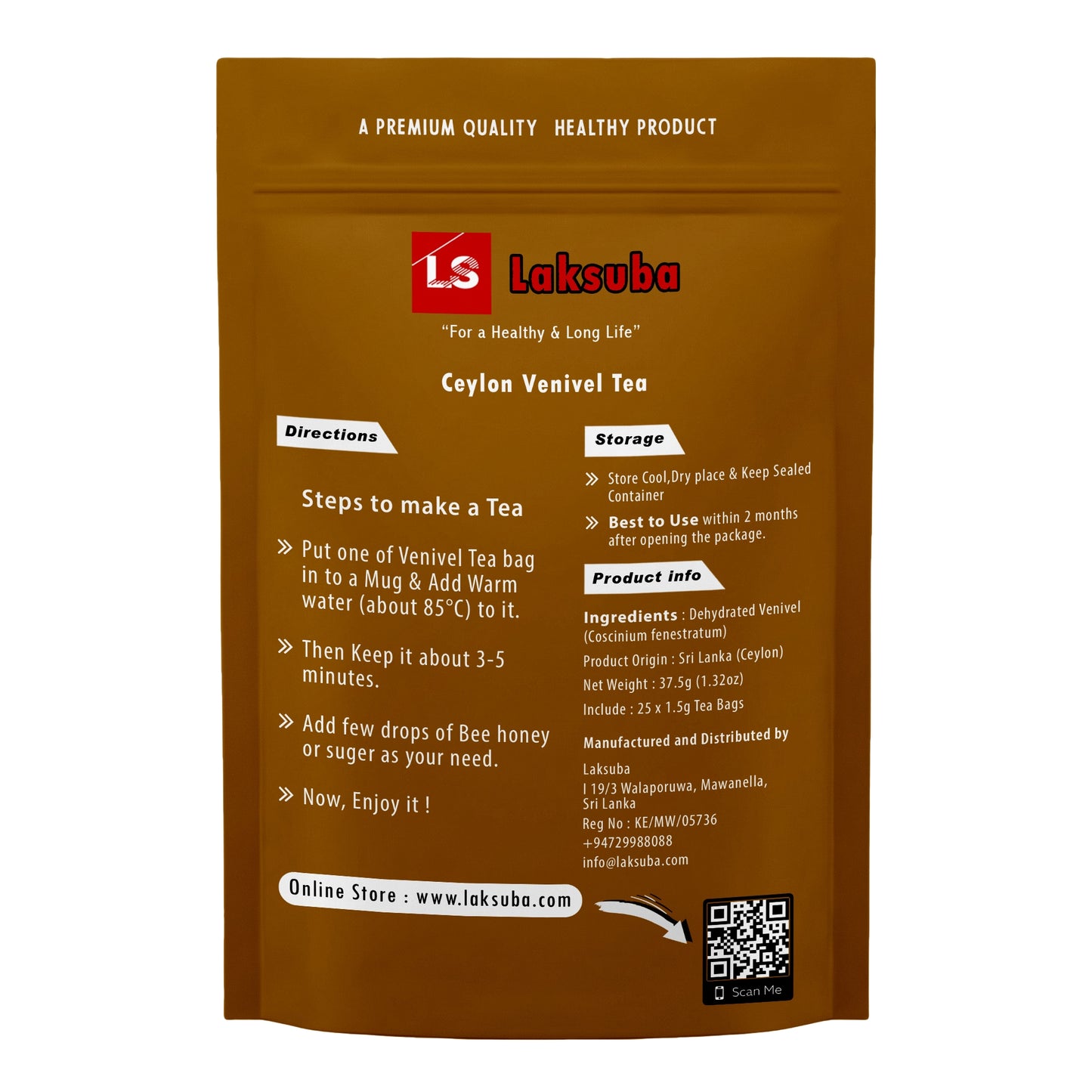 Laksuba Ceylon Venivel Tea (37.5g) 25 Tea Bags