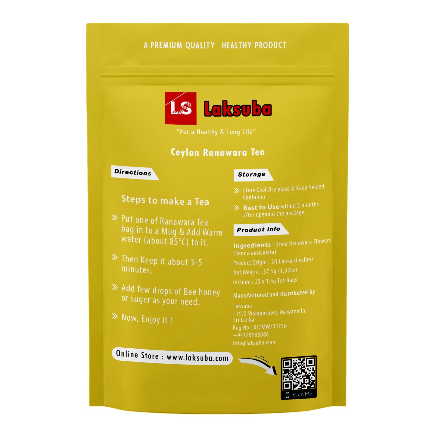 Laksuba Ceylon Ranawara Tea (37.5g) 25 Tea Bags