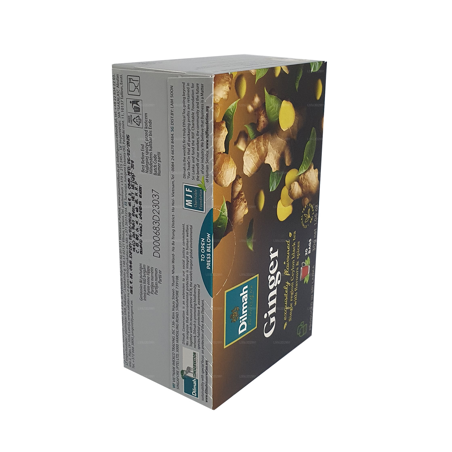 Dilmah Ginger Flavored Black Tea (30g) 20 Tea Bags