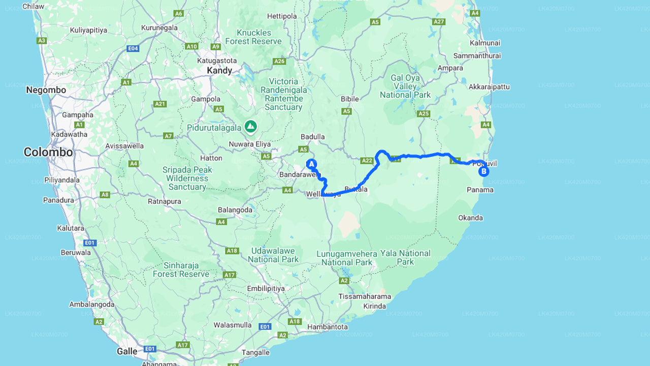 Ella City to Arugam Bay City Private Transfer