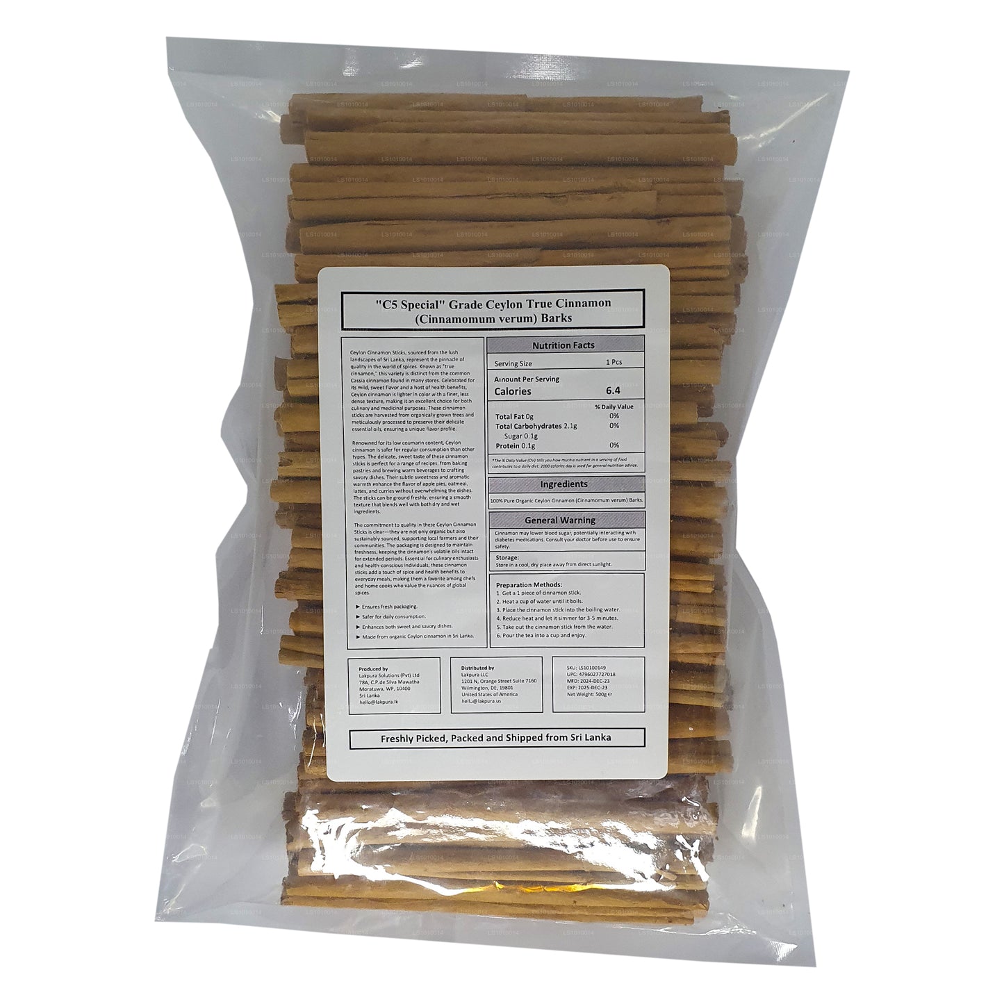 Lakpura "C5 Special" Grade Ceylon True Cinnamon Barks Pack