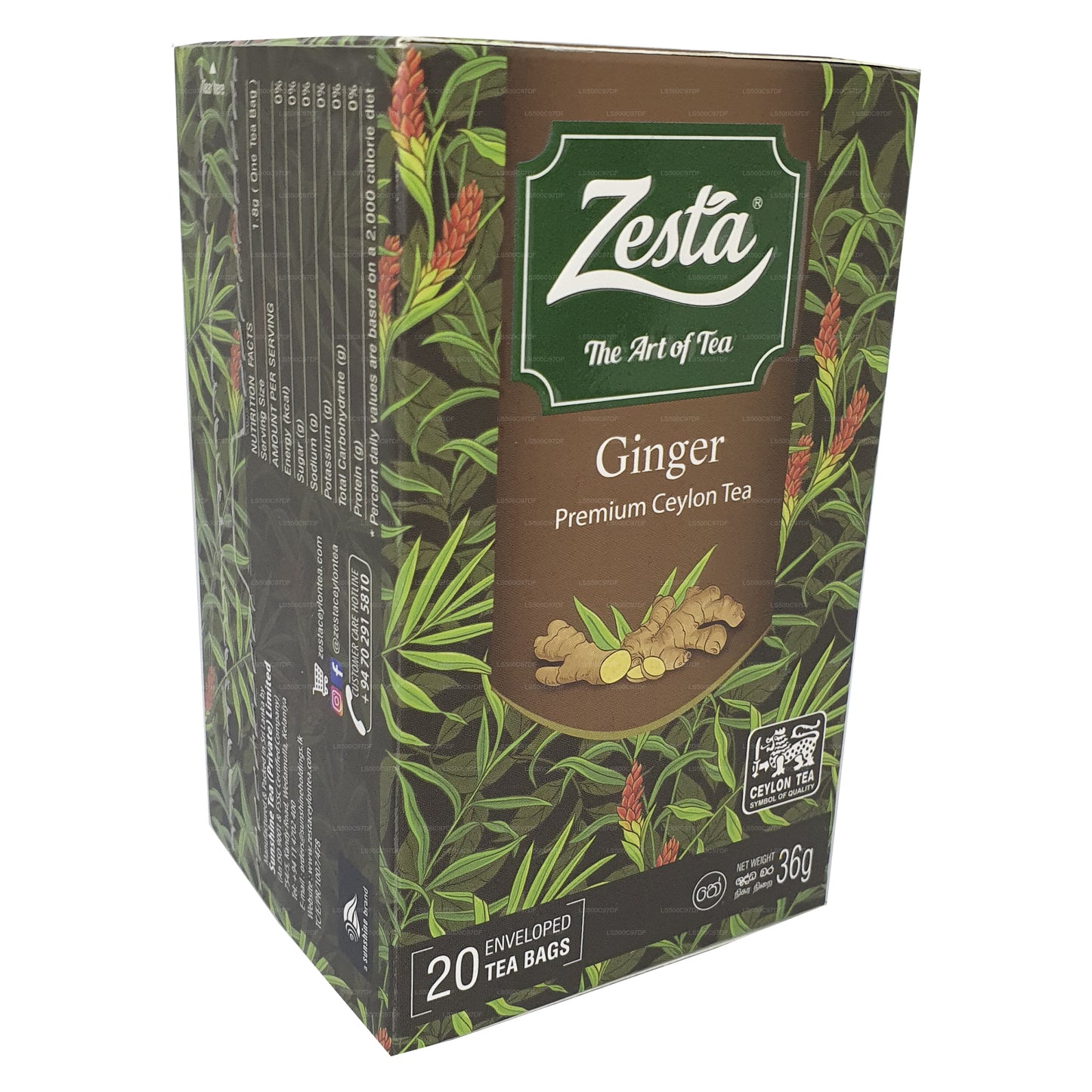 Zesta Ginger Premium Ceylon Tea (36g) 20 Tea Bags