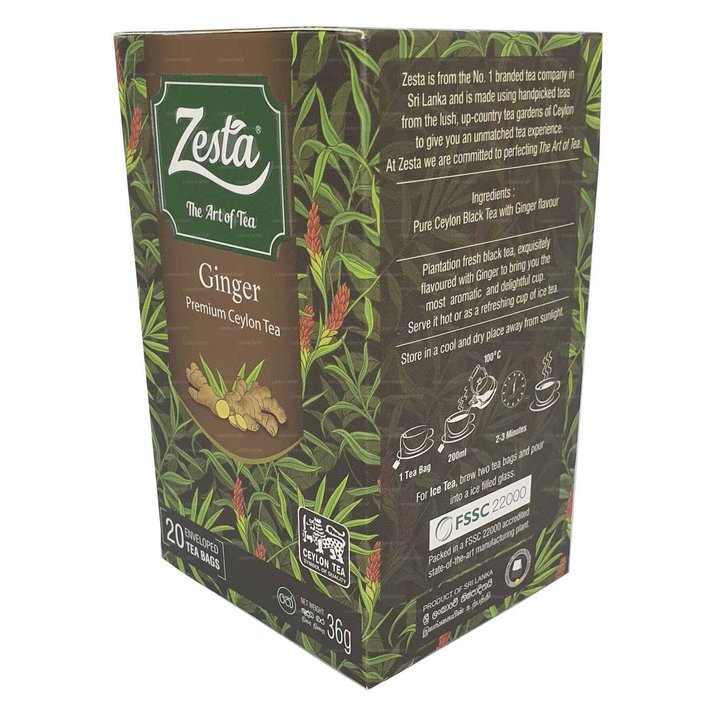 Zesta Ginger Premium Ceylon Tea (36g) 20 Tea Bags