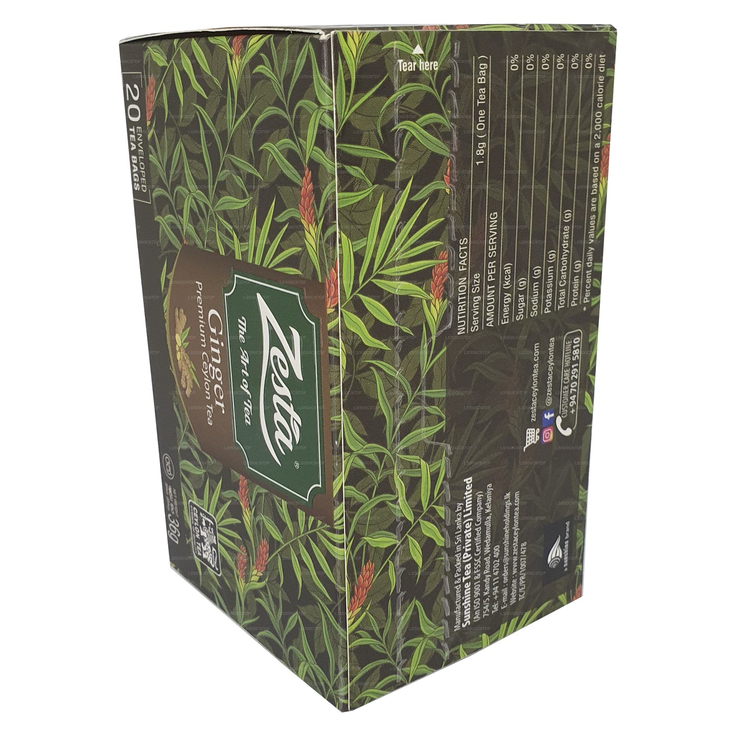 Zesta Ginger Premium Ceylon Tea (36g) 20 Tea Bags