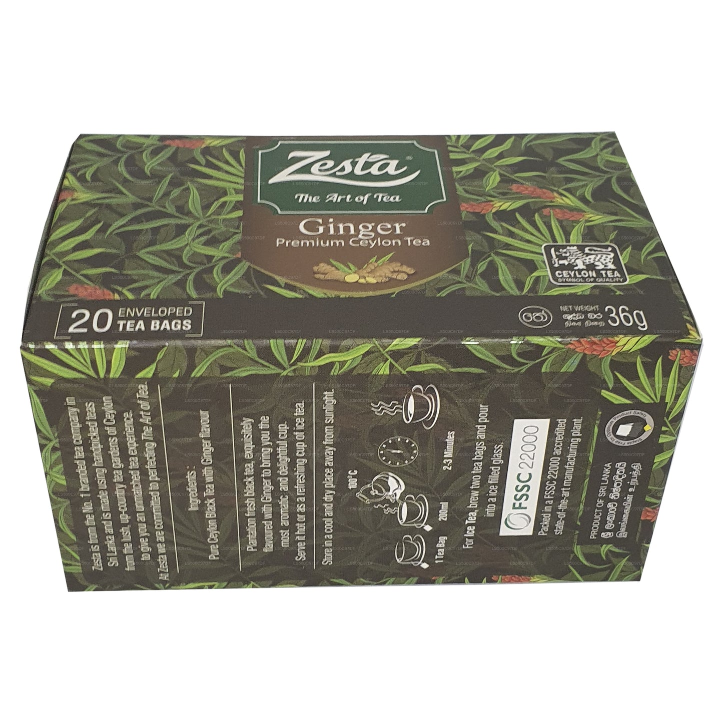 Zesta Ginger Premium Ceylon Tea (36g) 20 Tea Bags