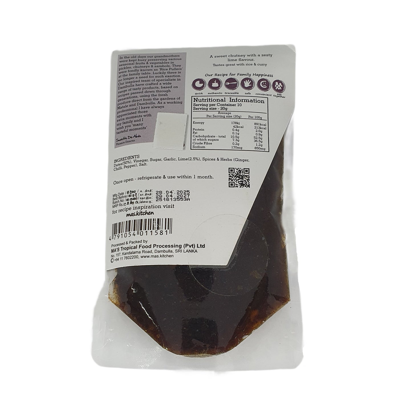 MA's Kitchen Date & Lime Chutney (200g)