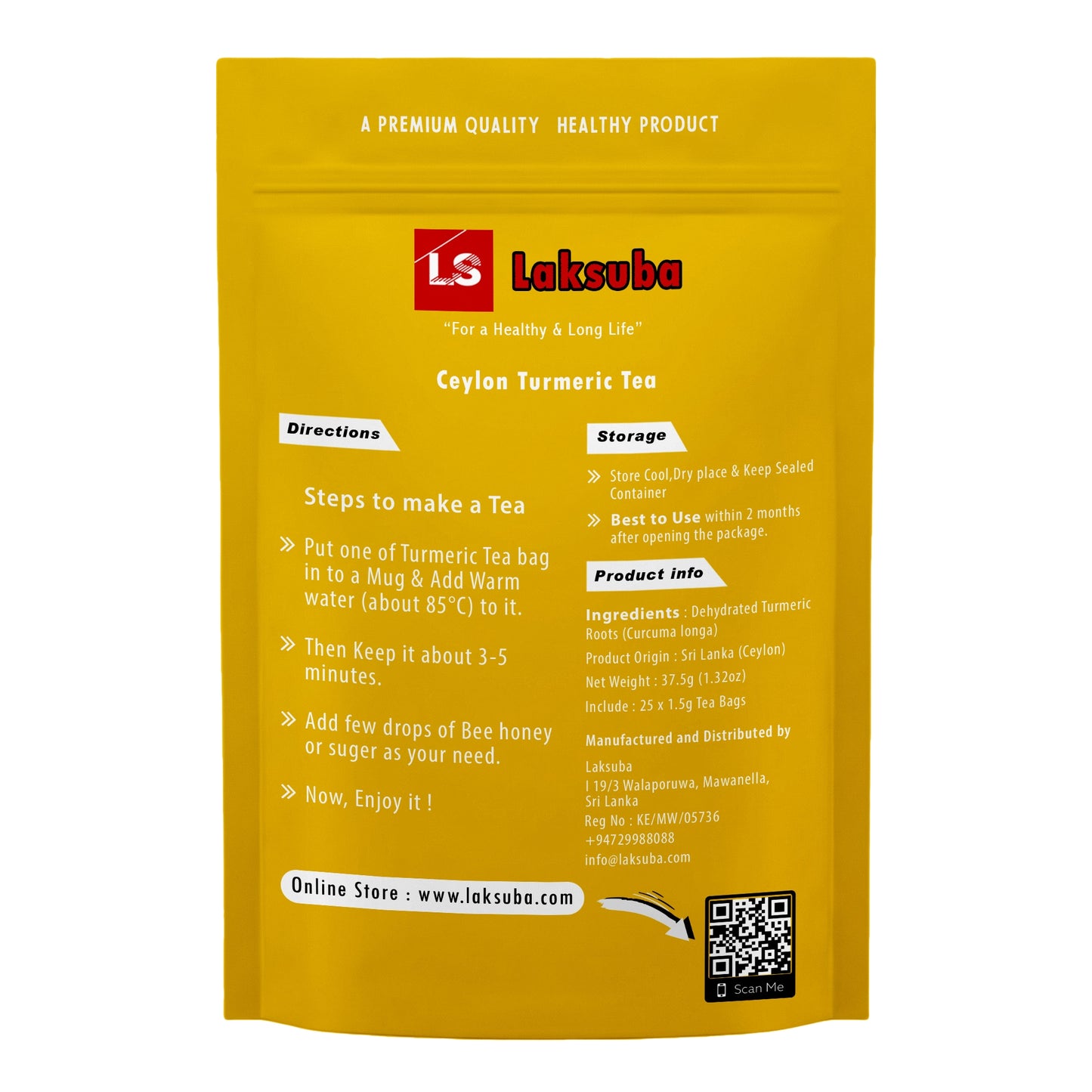 Laksuba Ceylon Turmeric Tea (37.5g) 25 Tea Bags