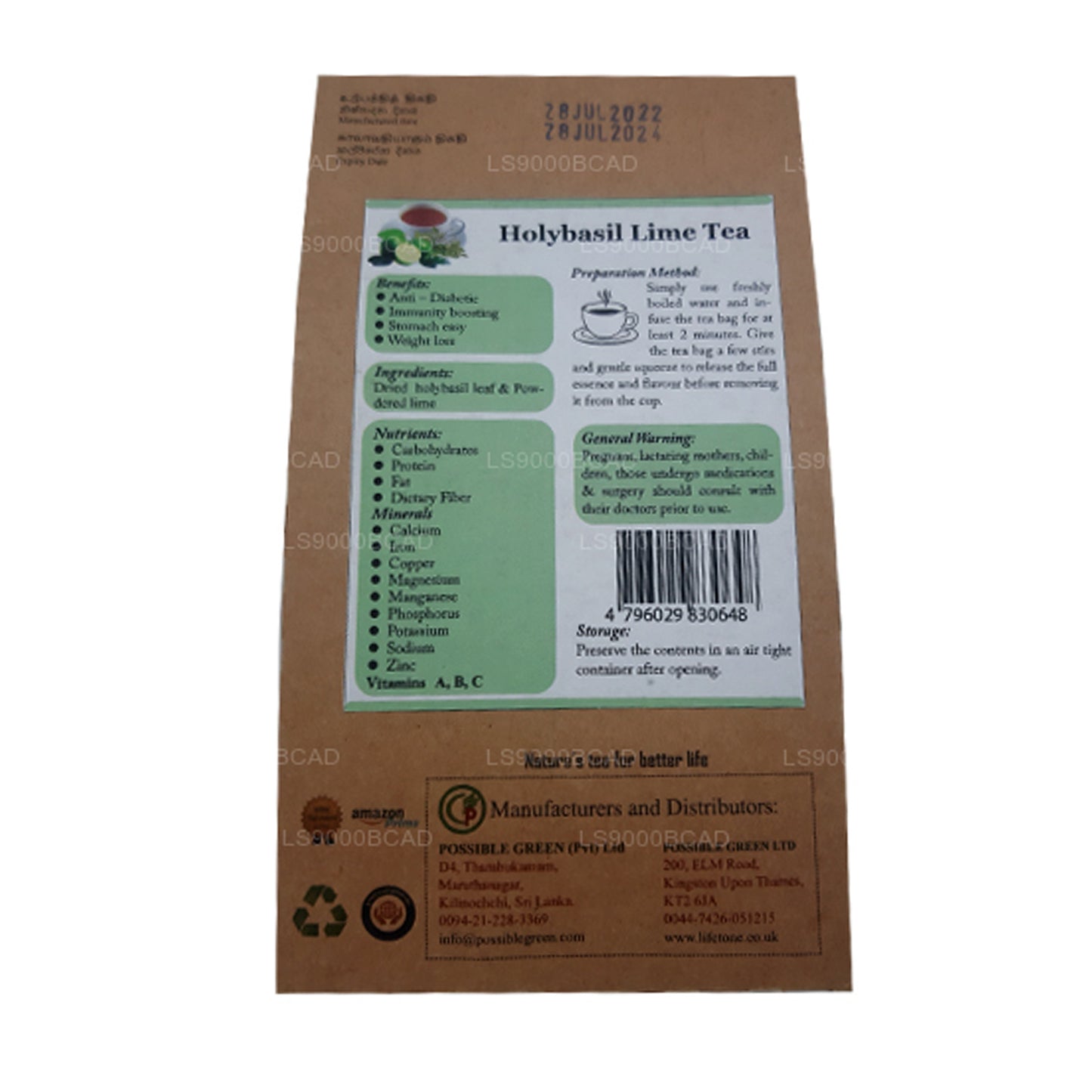 Lifetone Holy Basil Lime Tea (40g)
