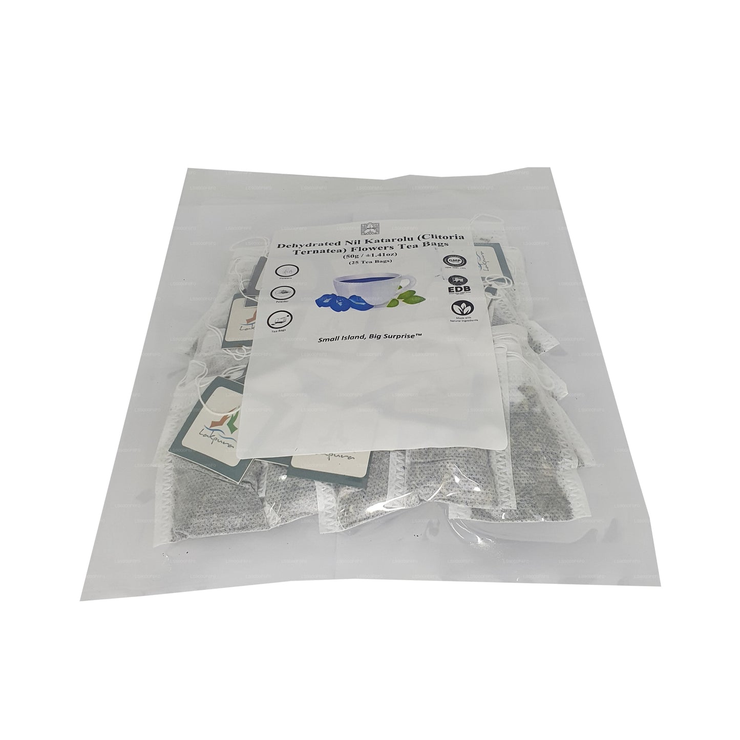 Lakpura® Dehydrated Butterfly Pea (Nil Katarolu; Clitoria Ternatea) Flower Tea Bags (25 Tea Bags)