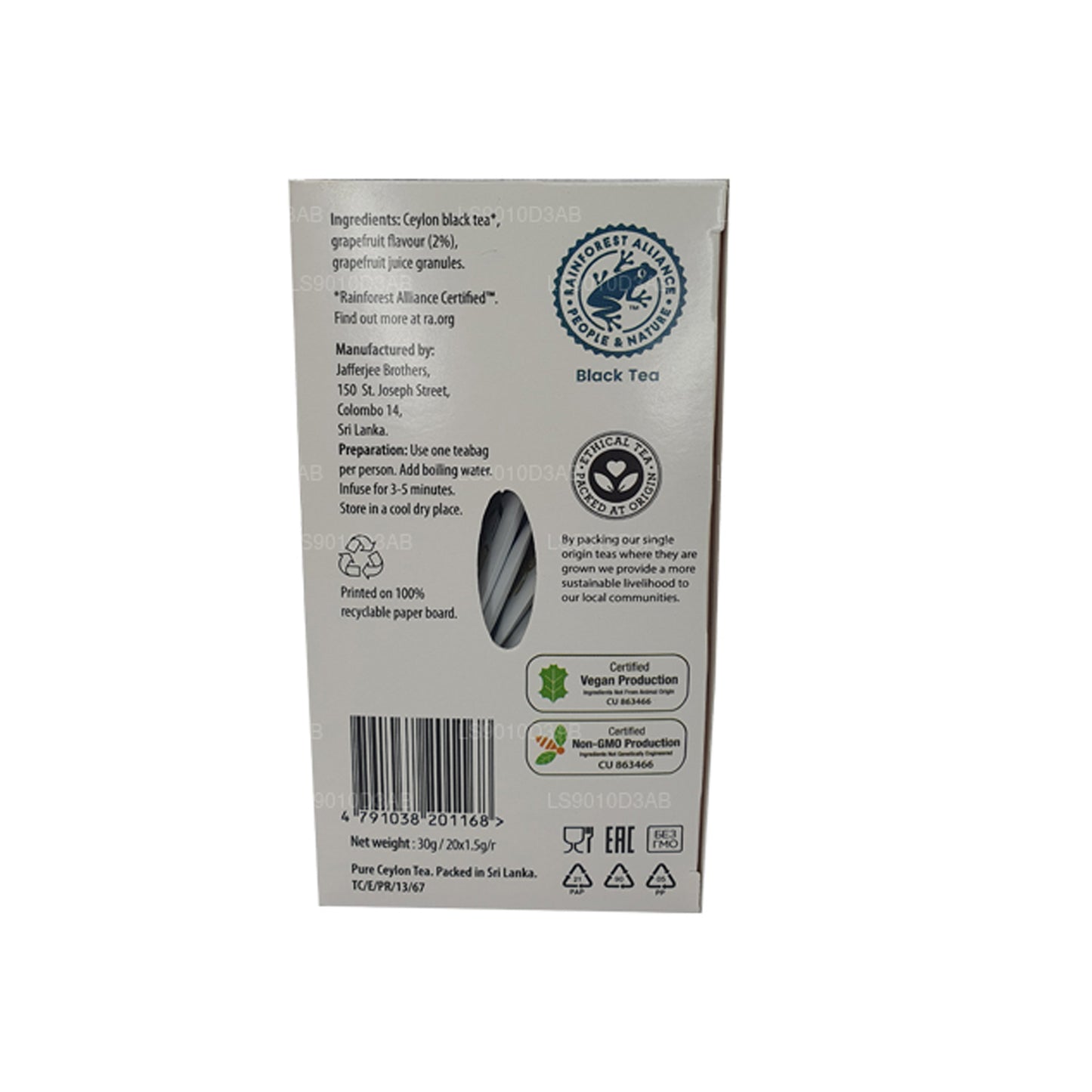 Jaf Tea Pink Grapefruit Black Tea (30g) Foil Envelope Tea Bags