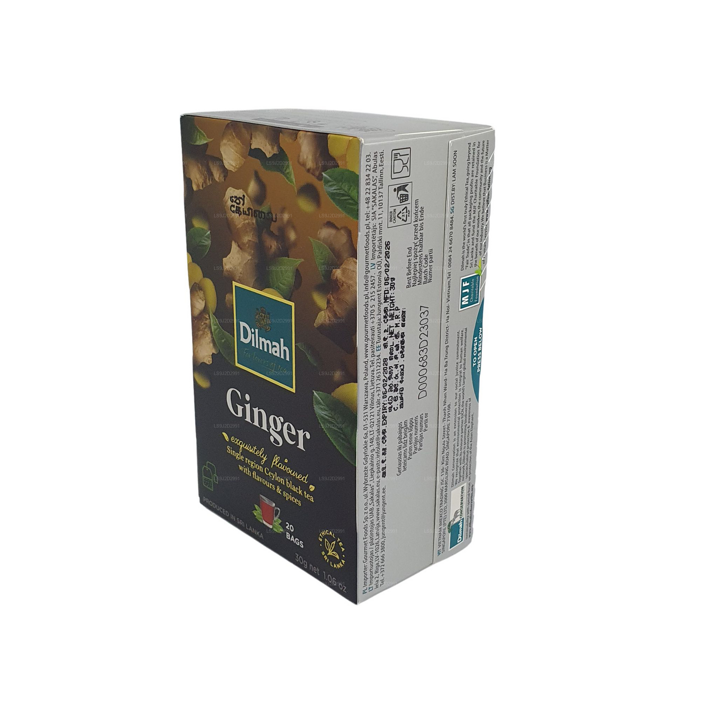 Dilmah Ginger Flavored Black Tea (30g) 20 Tea Bags