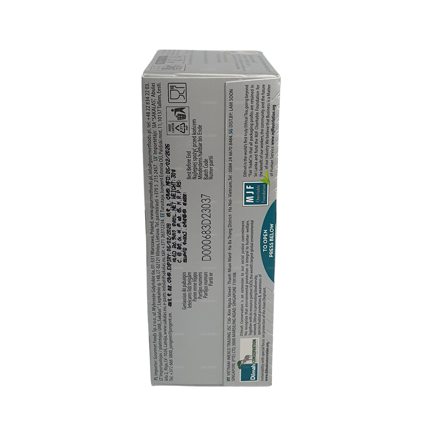 Dilmah Ginger Flavored Black Tea (30g) 20 Tea Bags