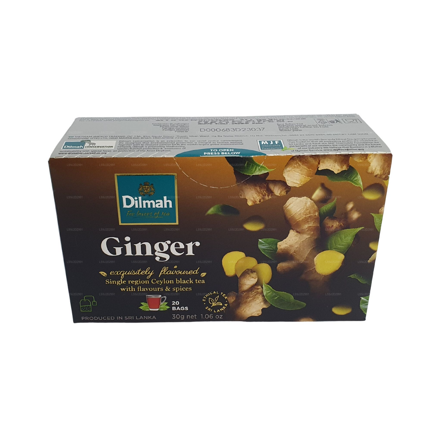 Dilmah Ginger Flavored Black Tea (30g) 20 Tea Bags