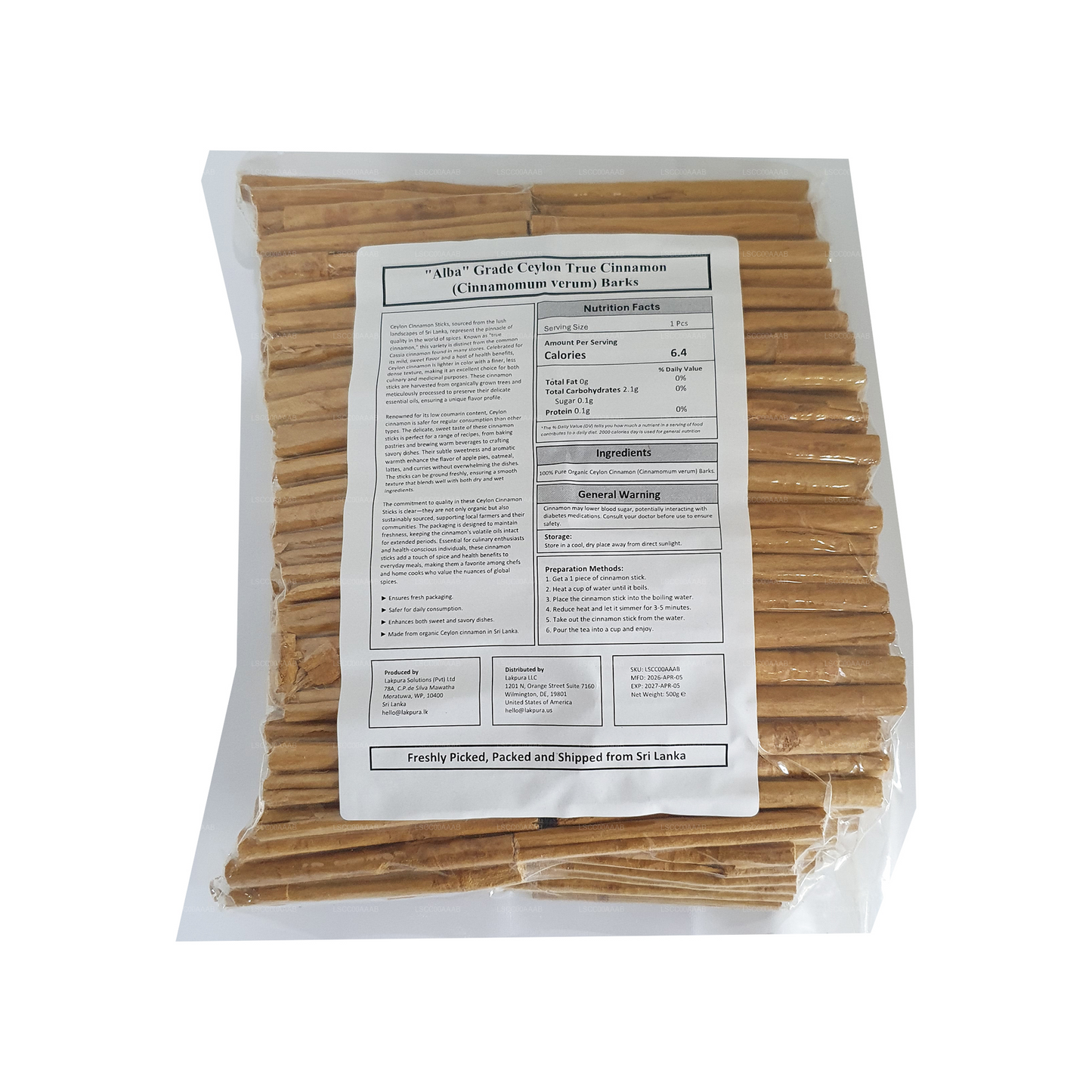 Lakpura® Ceylon True Cinnamon "Alba" Grade Sticks