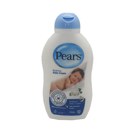 Pears Bedtime Baby Cream (100ml) nourishes and protects delicate baby skin with a soothing formula enriched with Water, Glycerin, Stearic Acid, Mineral Oil, Aloe Vera, Chamomile Extract, and more. It prevents dryness, keeps skin soft, and is dermatologically tested, paraben-free, and pH balanced for safe, daily use.
