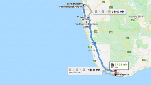 Transfer between Colombo Airport (CMB) and Villa Samsara, Weligama
