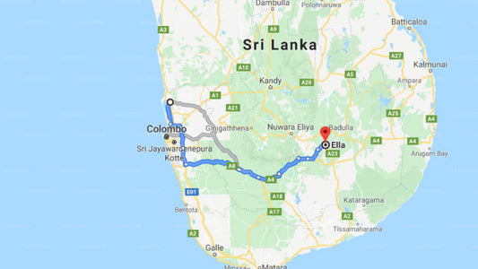 Transfer between Colombo Airport (CMB) and Mountain Heavens, Ella